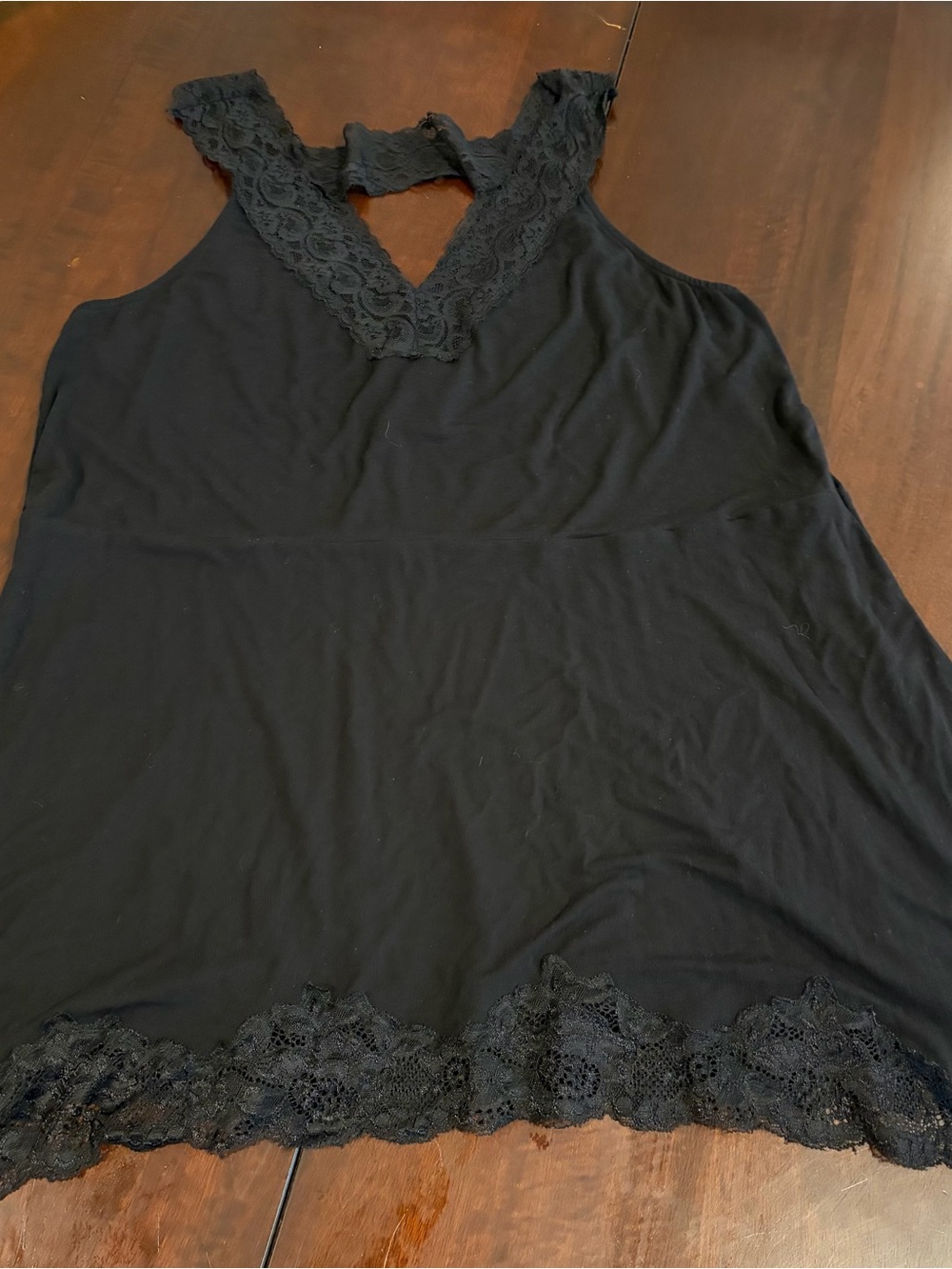 torrid Black Lace-Trim V-Neck Tank